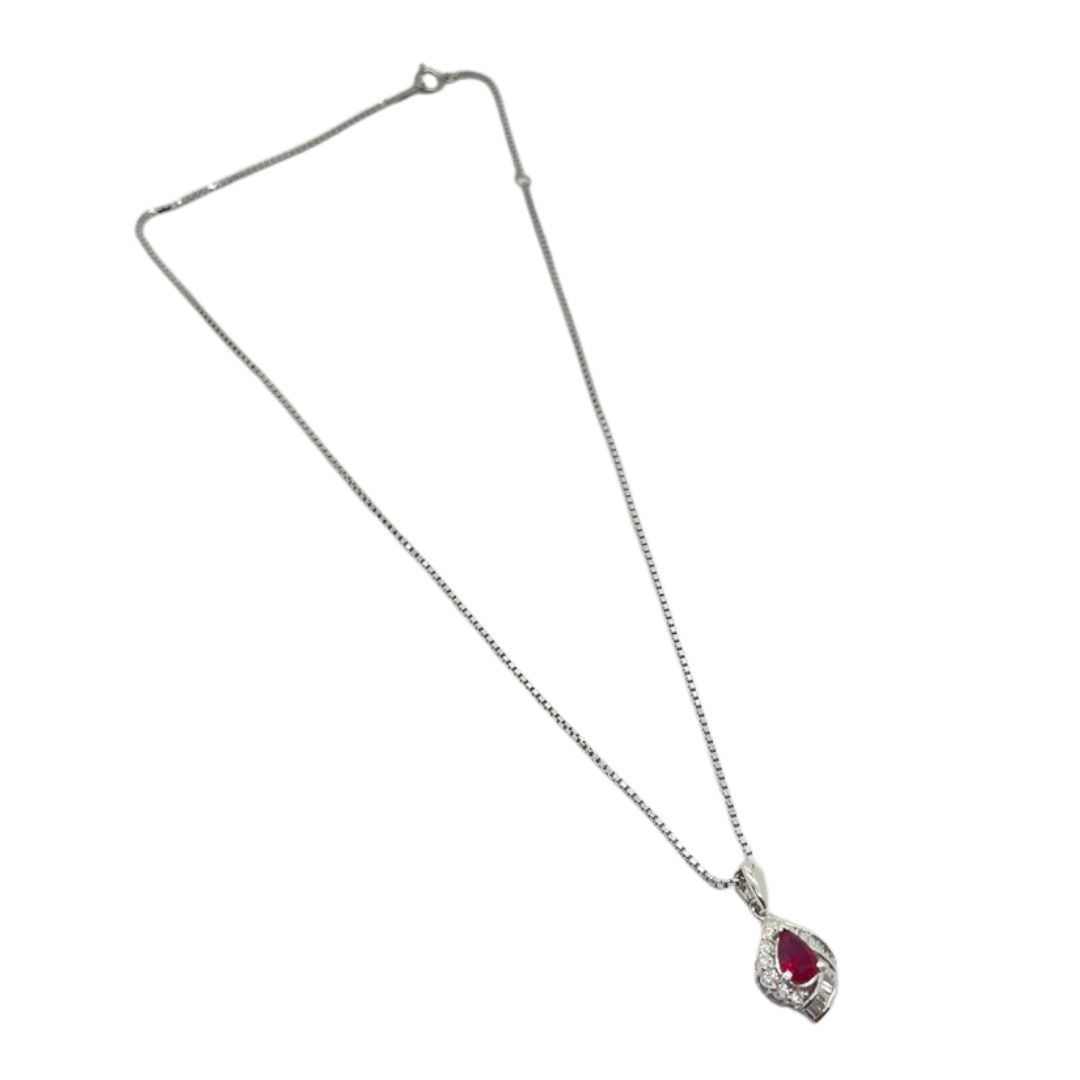 PT900 Natural Ruby & Diamond Necklace