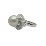 PT850 Natural White South Sea Pearl & Diamond Ring