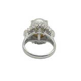 PT850 Natural White South Sea Pearl & Diamond Ring