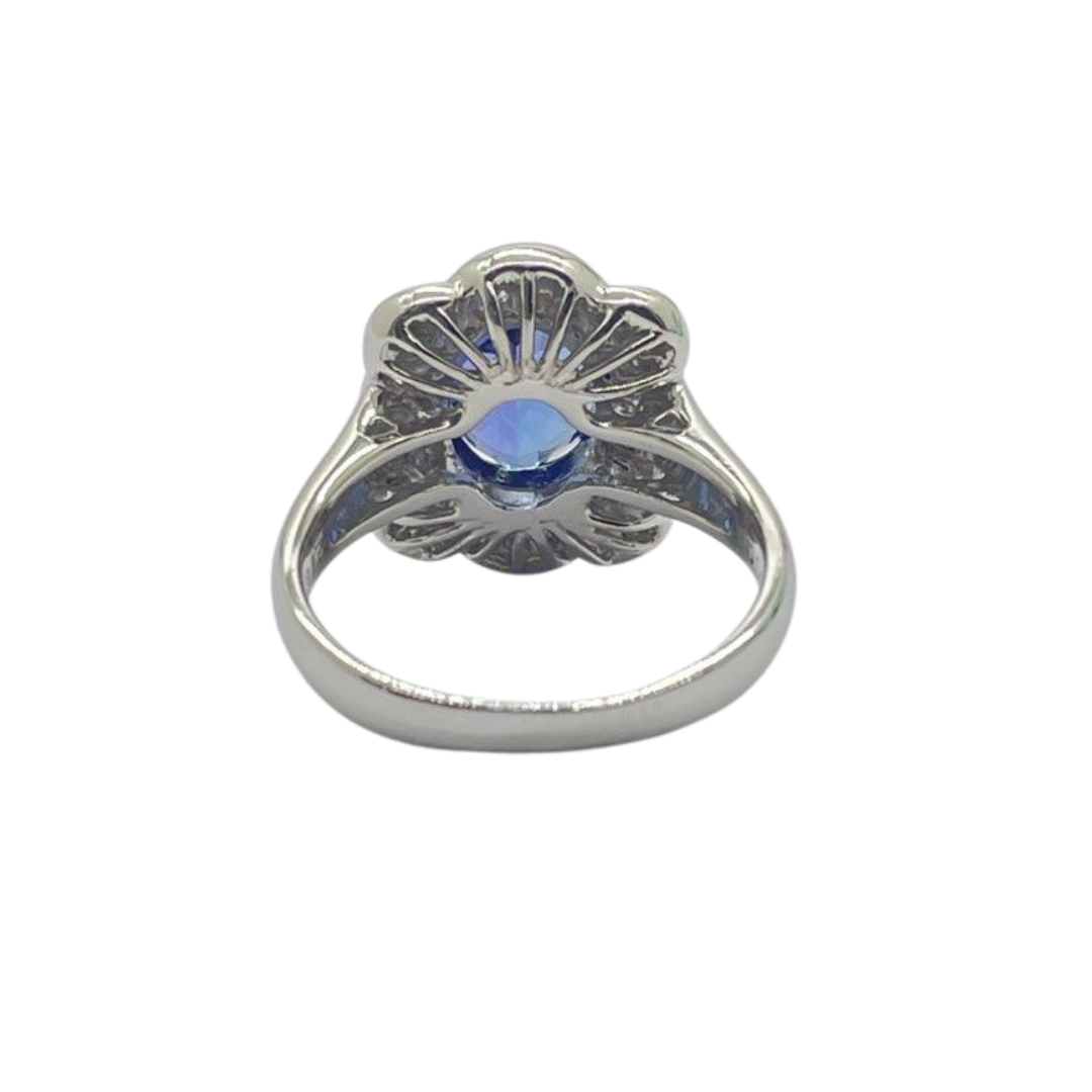 PT900 Natural Tanzanite & Diamond Ring