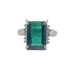 PT900 Natural Green Tourmaline & Diamond Ring