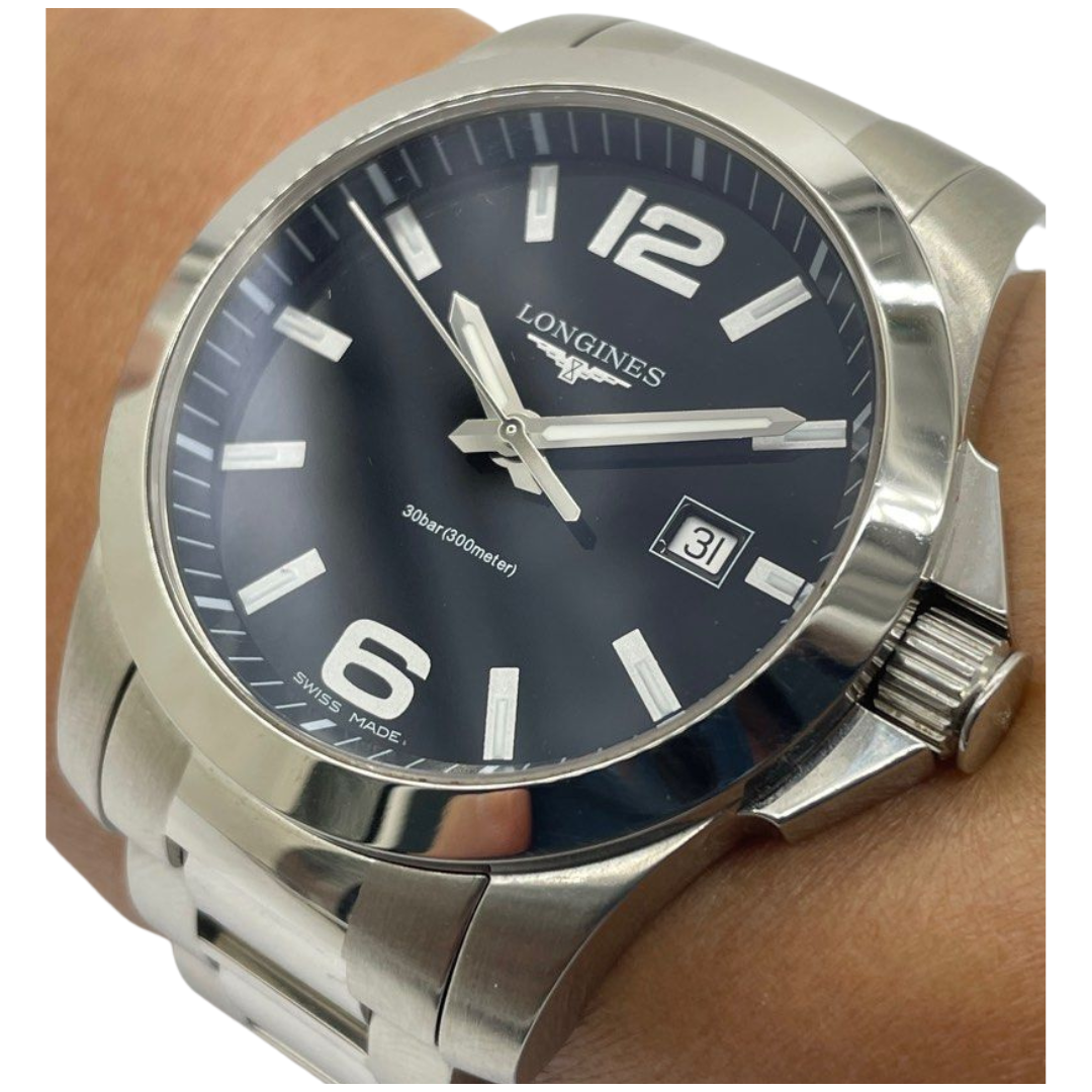 Longines Conquest 41mm Quartz Black Dial Watch