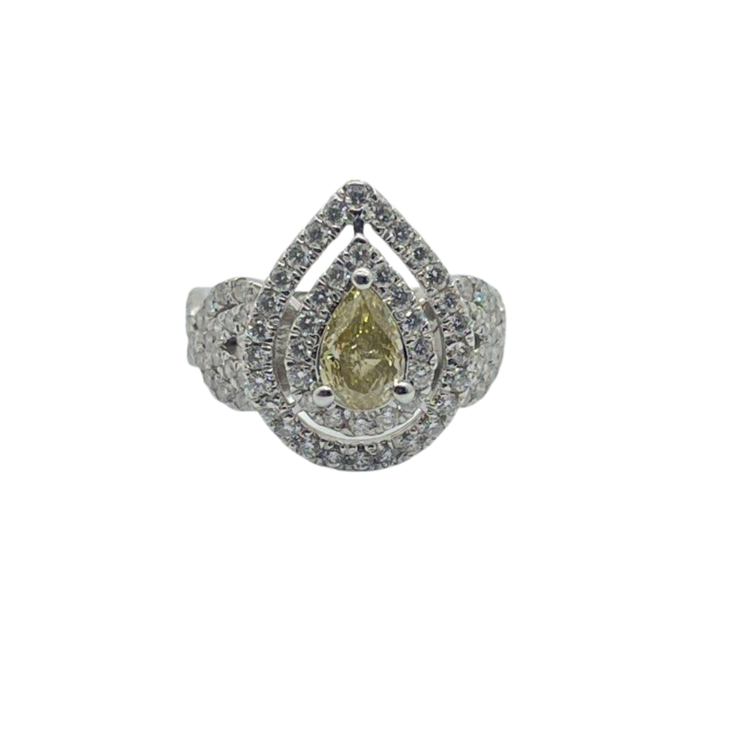 18K White Gold Natural Diamond Ladies Ring