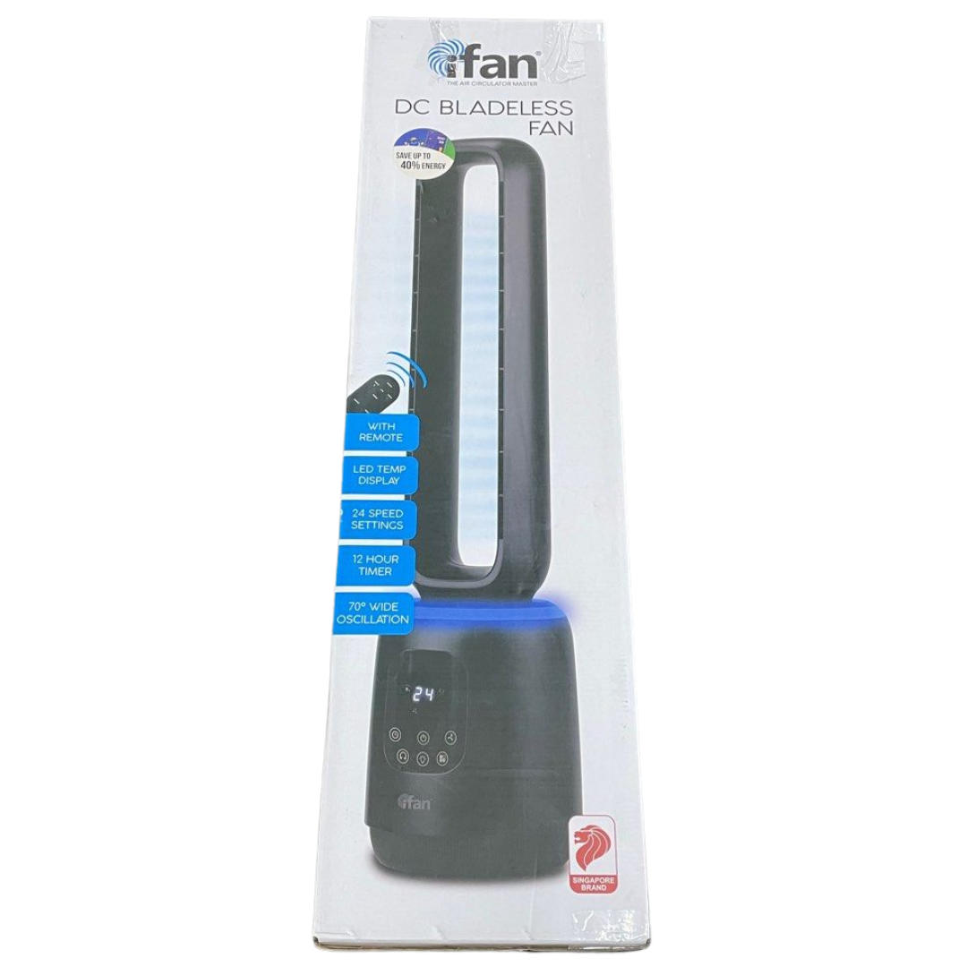 iFan DC Bladeless Tower Fan – Remote Control, Oscillation, Timer, LED Lamp, Touch-screen, 3 Modes, 24-Speed (IF7463)