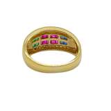 750 Yellow Gold Natural Diamond, Sapphire, Ruby, Emerald Ring