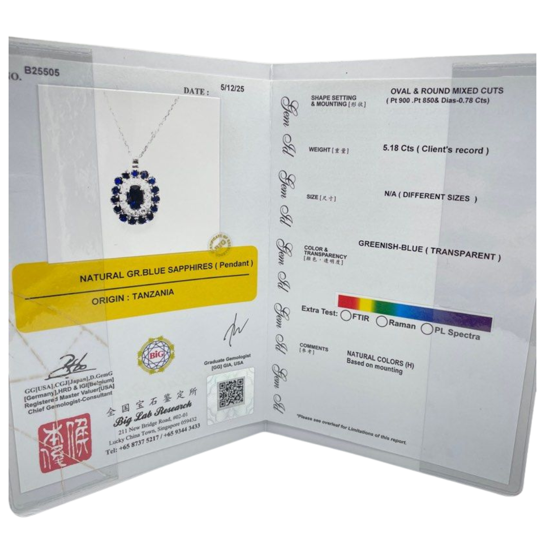 PT900/850 Natural Sapphire & Diamond Necklace