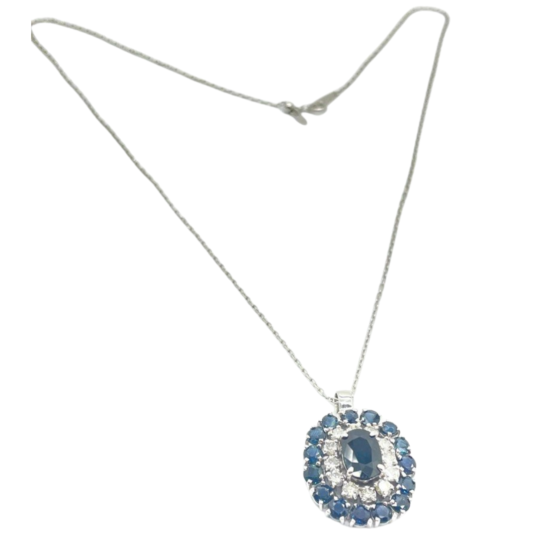 PT900/850 Natural Sapphire & Diamond Necklace