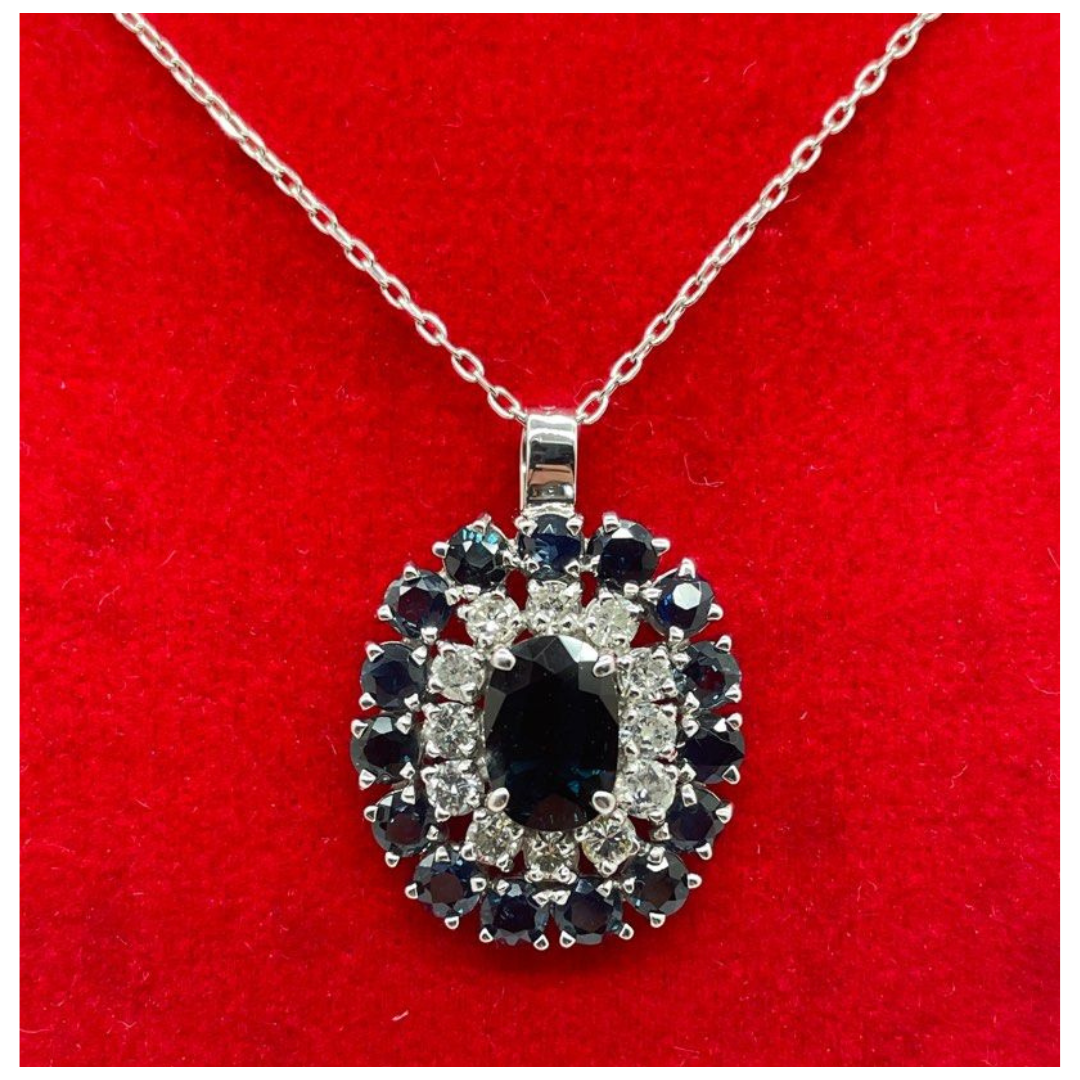 PT900/850 Natural Sapphire & Diamond Necklace