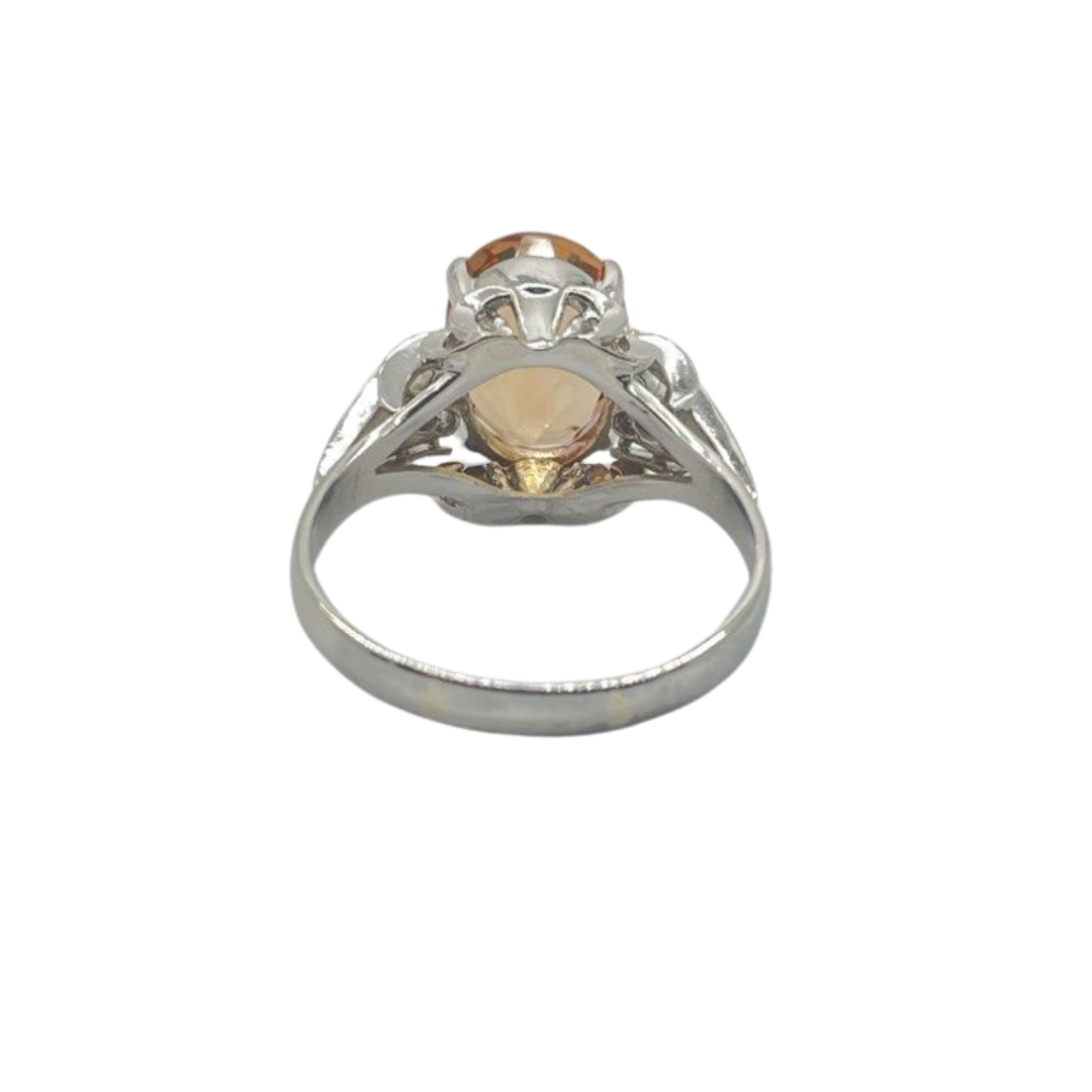 PT900 Natural Imperial Topaz & Diamond Ring