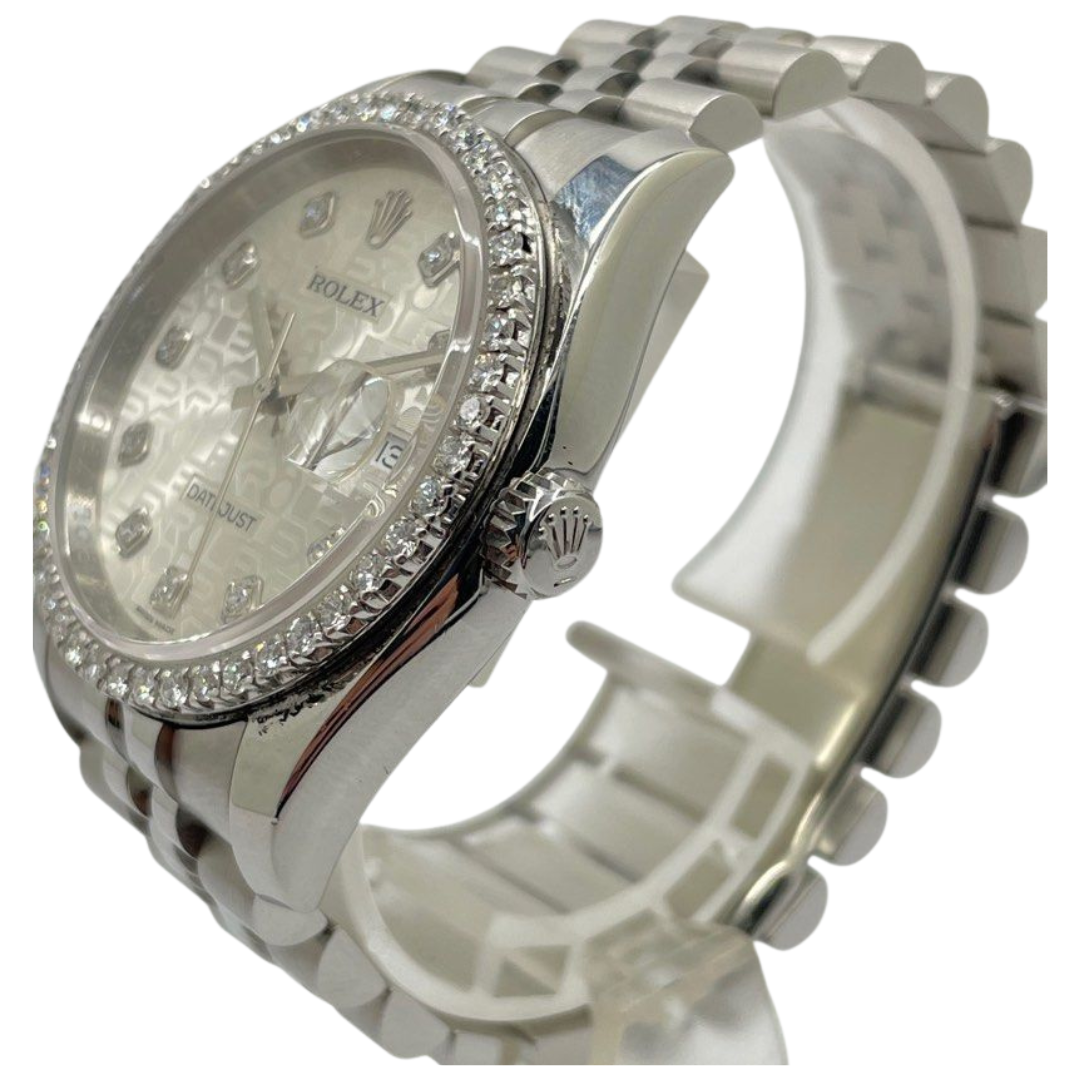 Rolex Datejust 116234 Diamond Index|Bezel 36mm Automatic Silver Comp Dial Watch