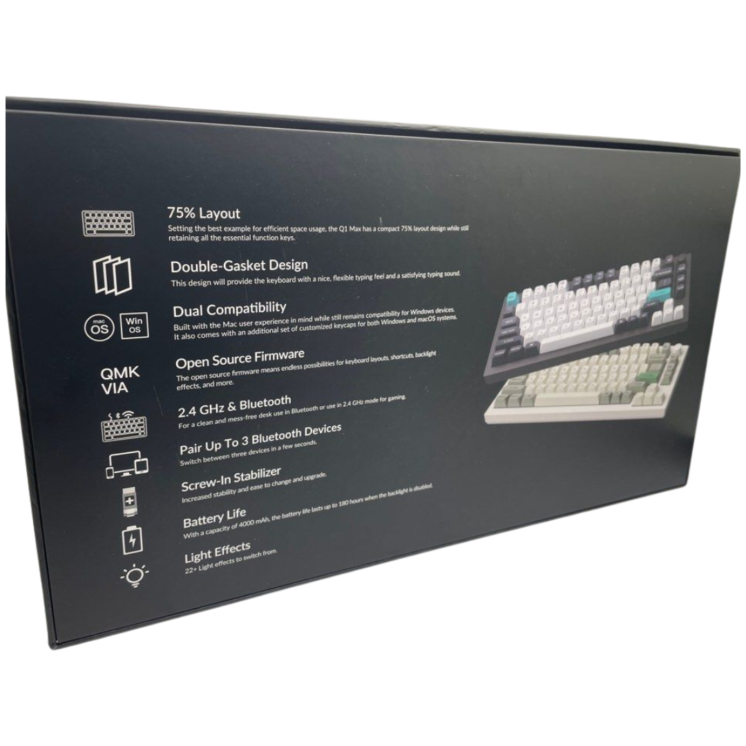 Keychron Q1 Max 75% 81Key, Shell White, Knob, Brown Switch, RGB Hot-Swap Gateron Jupiter Switch