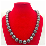 Natural Black South Sea Pearl (Tahiti) Necklace, Silver Clasp w/Cert
