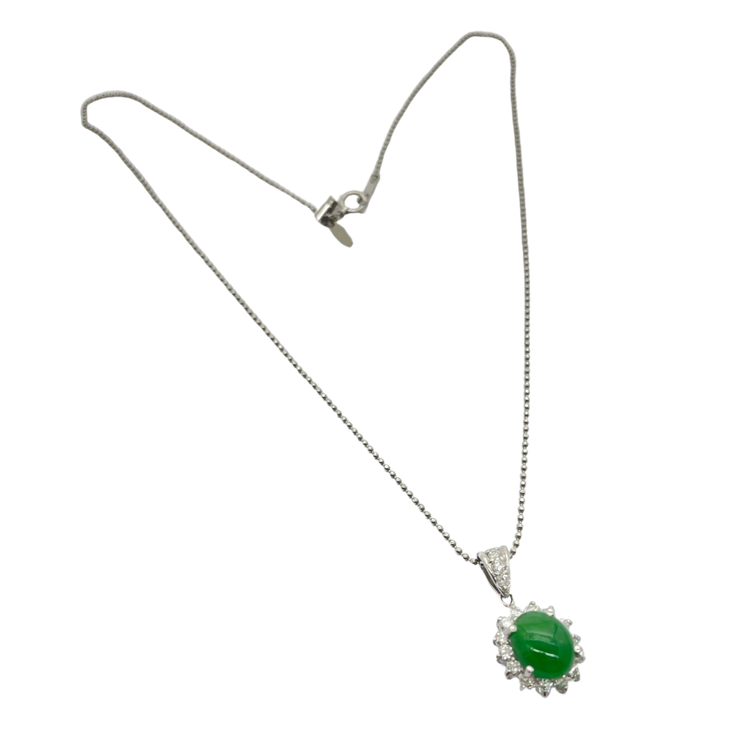 PT900/850 Natural Jadeite (Burma) & Diamond Necklace
