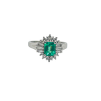 PT900 Natural Emerald (Colombia) & Diamond Ring