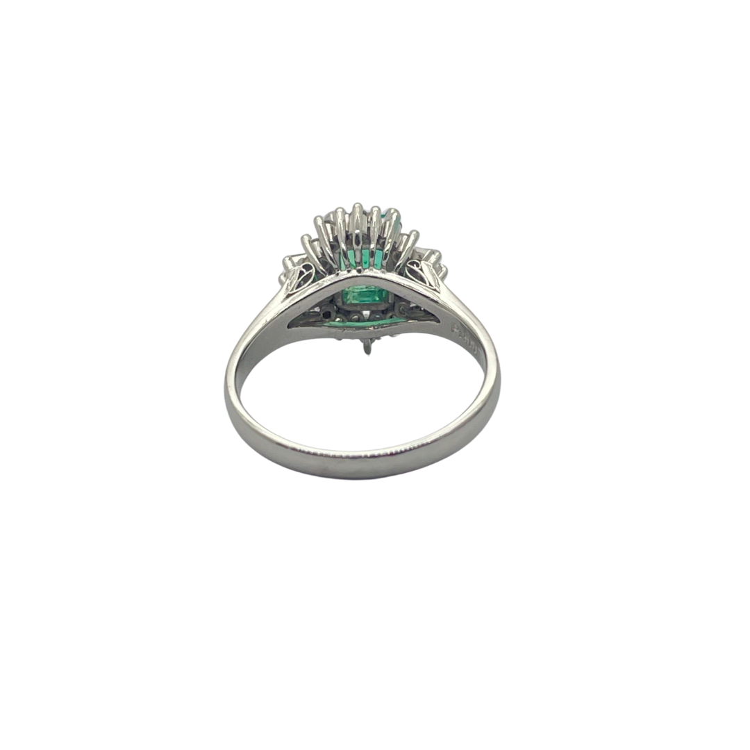 PT900 Natural Emerald (Colombia) & Diamond Ring