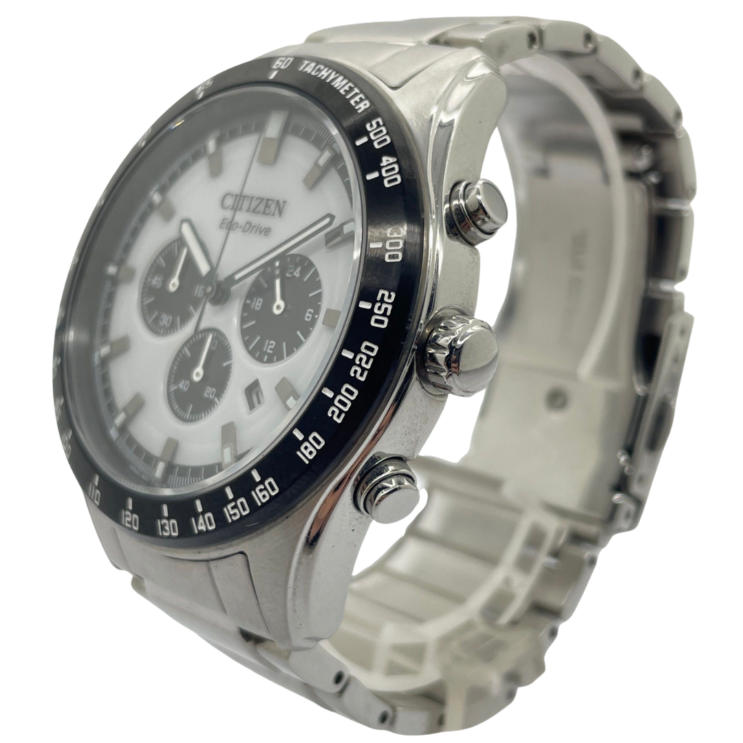 Citizen Eco-Drive 43mm Chronograph White Dial Steel Watch