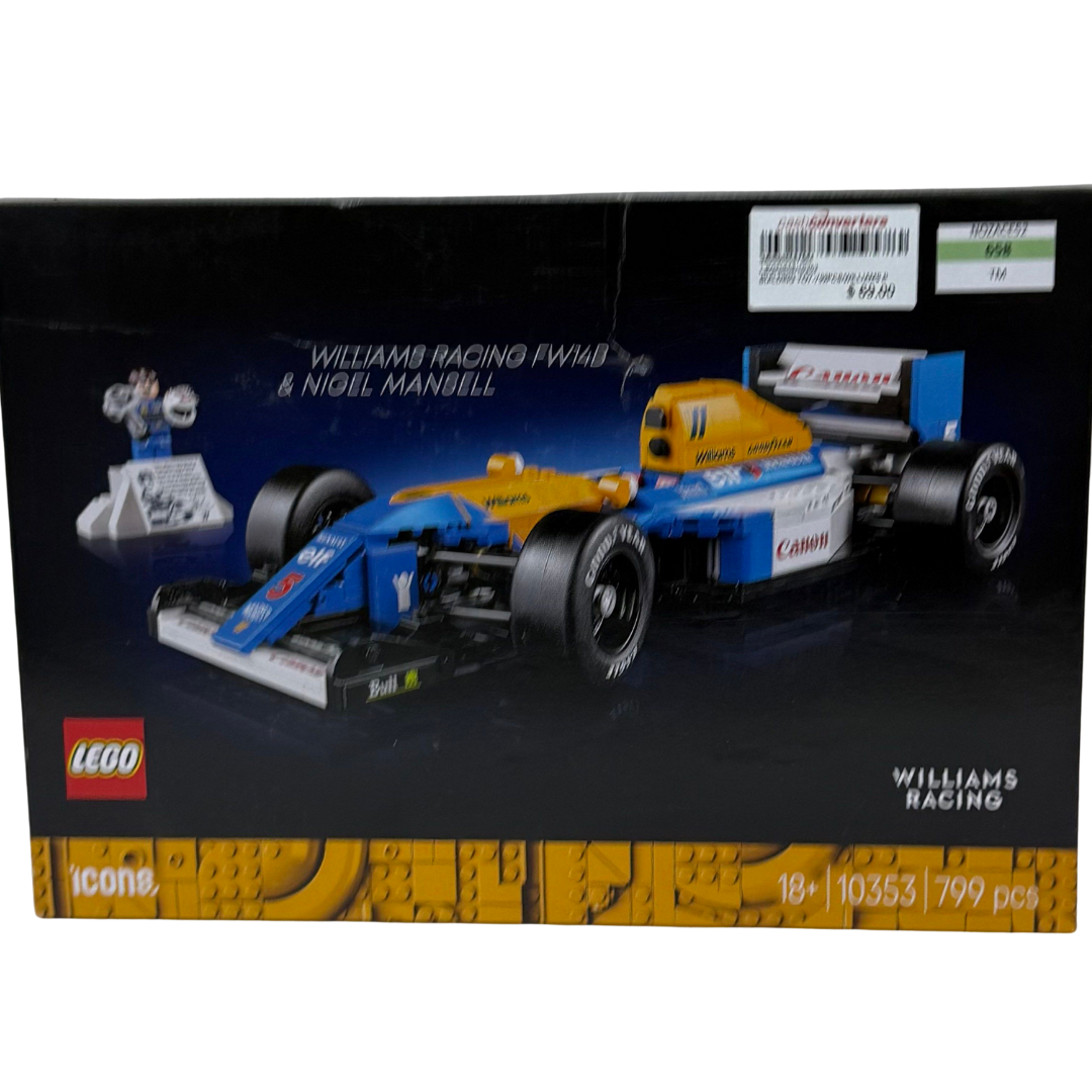 LEGO Icons Williams Racing FW14B & Nigel Mansell - F1 Car Model Set with a Collectible Driver Minifigure, Trophy & Display Stand