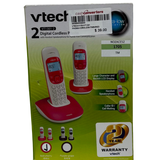 Vtech VT1301-2 RD Colorful Design Twin Cordless Phone, Red