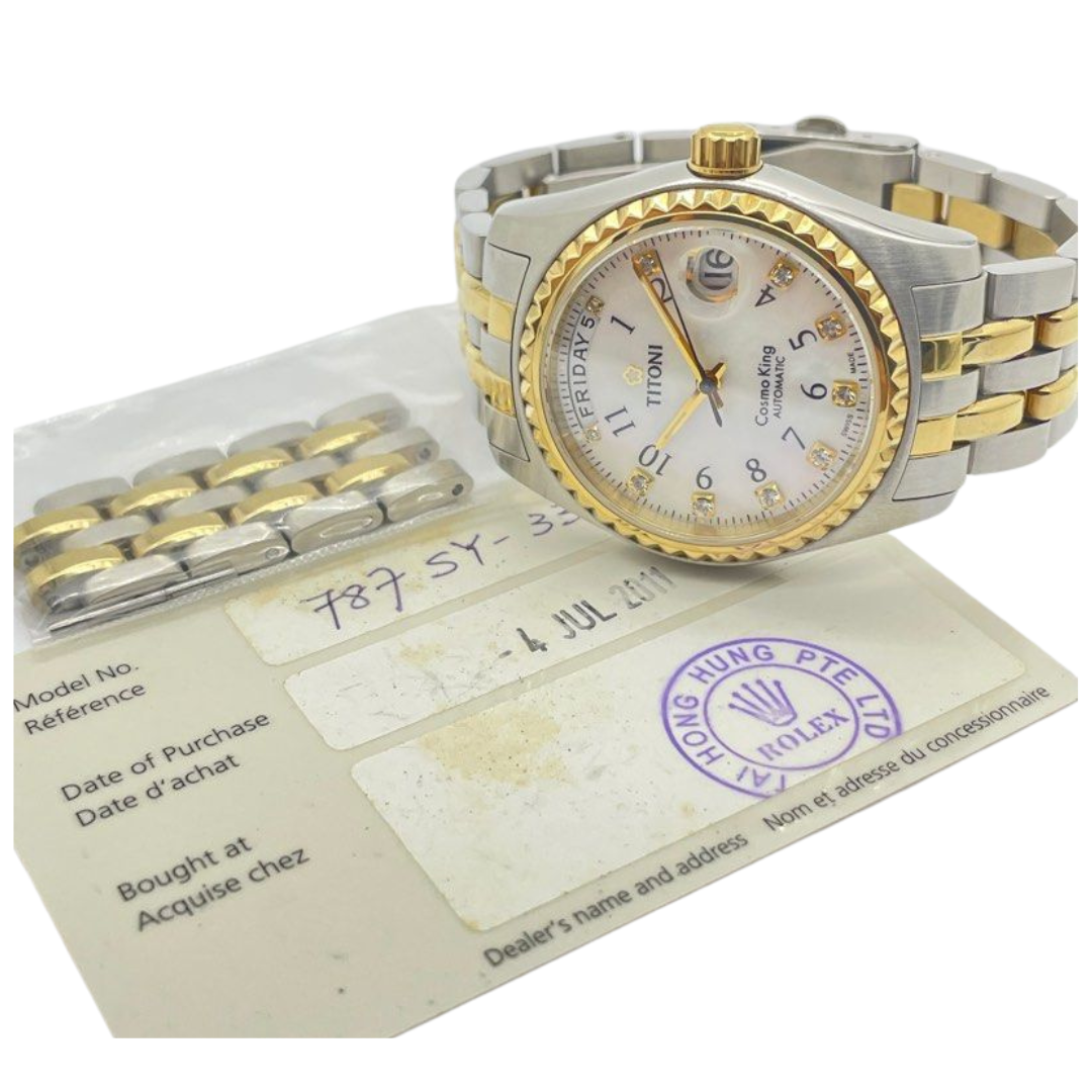 Titoni Cosmo King 40mm Automatic Mother Of Pearl White Dial Watch 787 Cash Converters