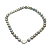 Natural Black South Sea Pearl Necklace, Silver Clasp with Cert