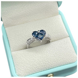 750 White Gold Blue Sapphire & Diamond Ring