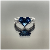 750 White Gold Blue Sapphire & Diamond Ring