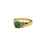 750 Yellow Gold Emerald & Diamond Ring