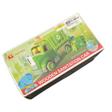 Wanborns Wooden Garbage Truck Toys - Toddler Recycling Truck for 18M+ 2 3 4 5 Years Old Kids, Realistic Car with Trash Can Lifter and Dumping Function, Toy Vehicle Set with Sound & Light