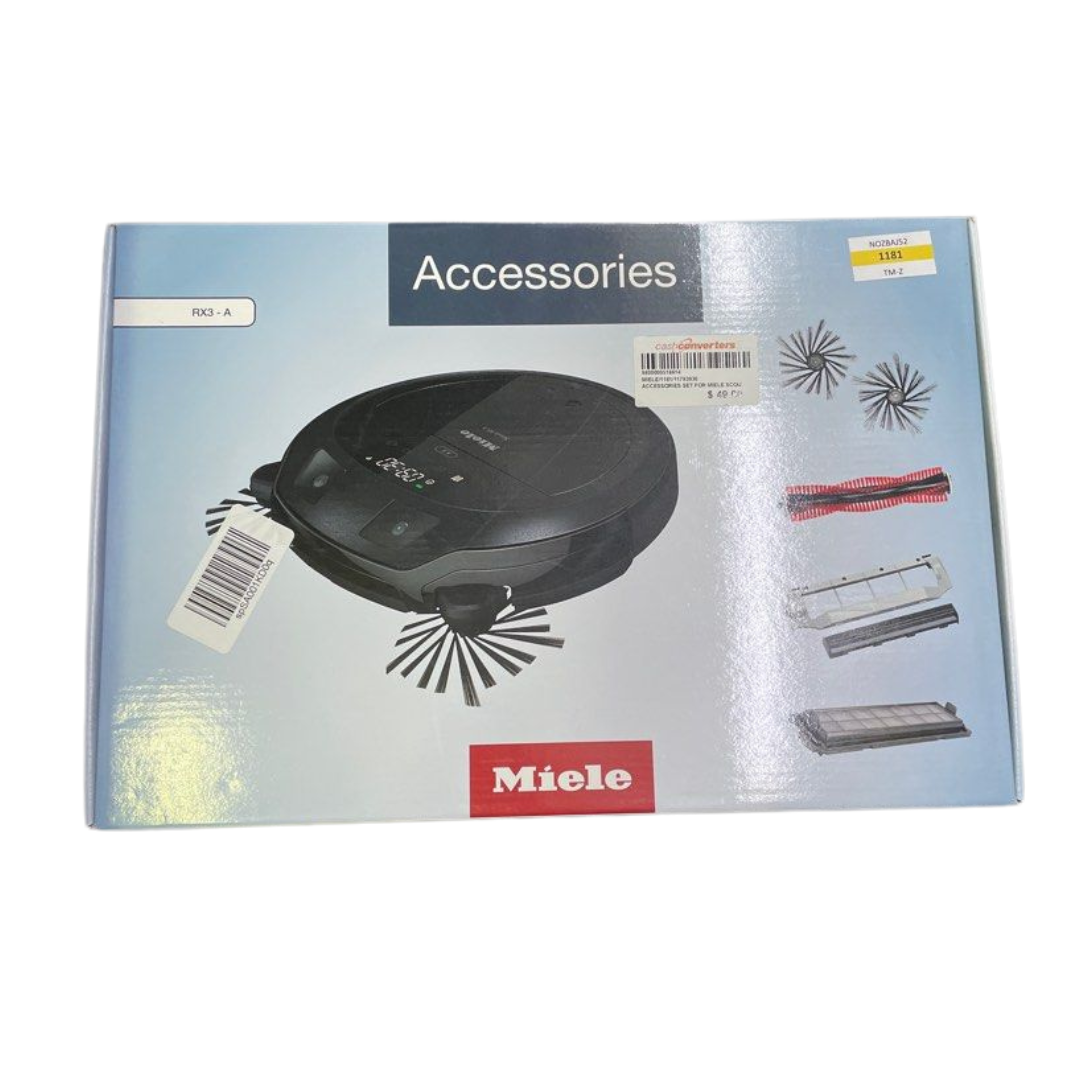 Miele 11793930 RX3-A Accessories Set for Miele Scout RX3 Robot Vacuum Cleaner, 2 x Side Brushes (Left and Right), 1 x Roller Brush, 1 x Sealing Lip and 2 x AirClean Plus Filters