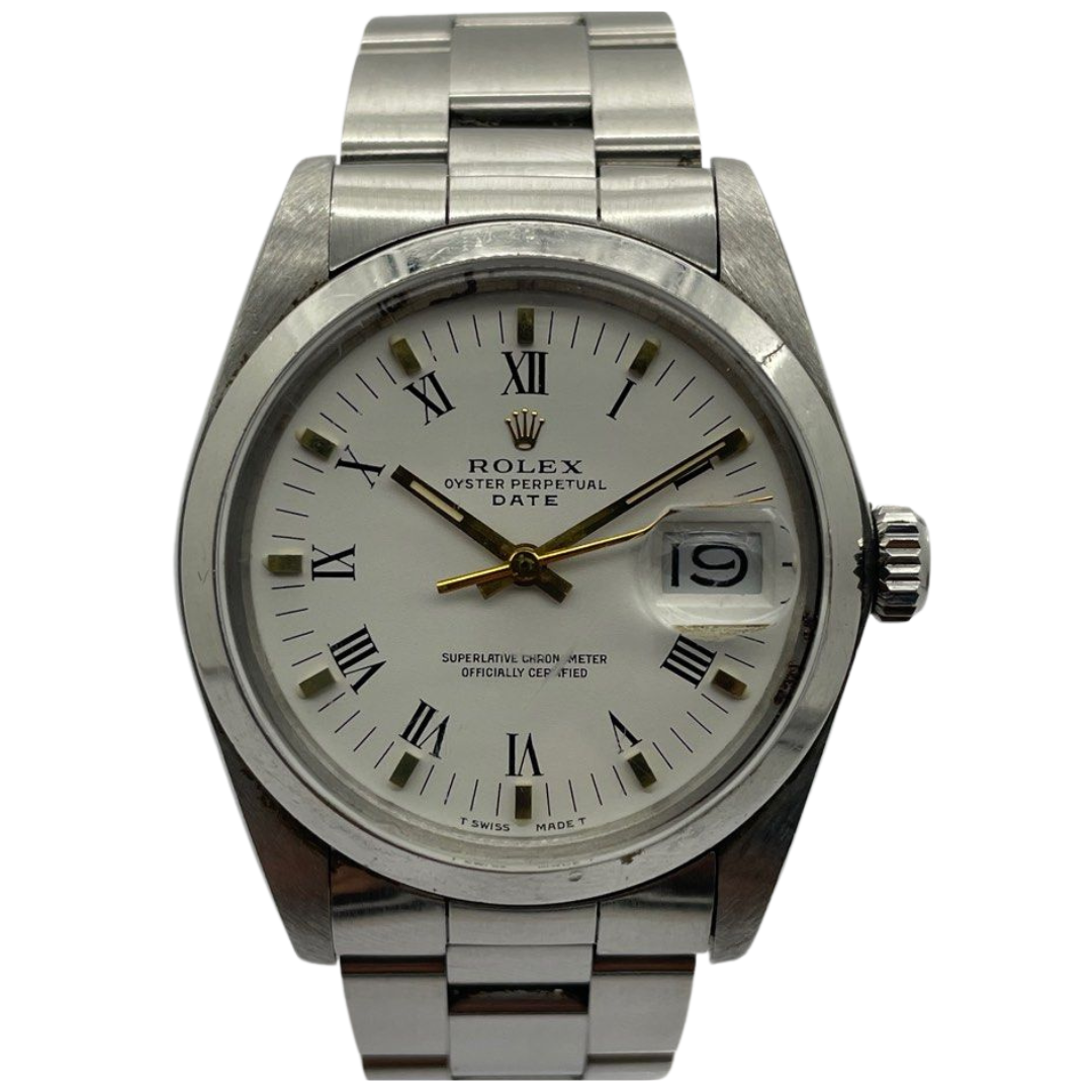 Rolex Oyster Perpetual Date 1500 34mm Automatic White Dial Watch