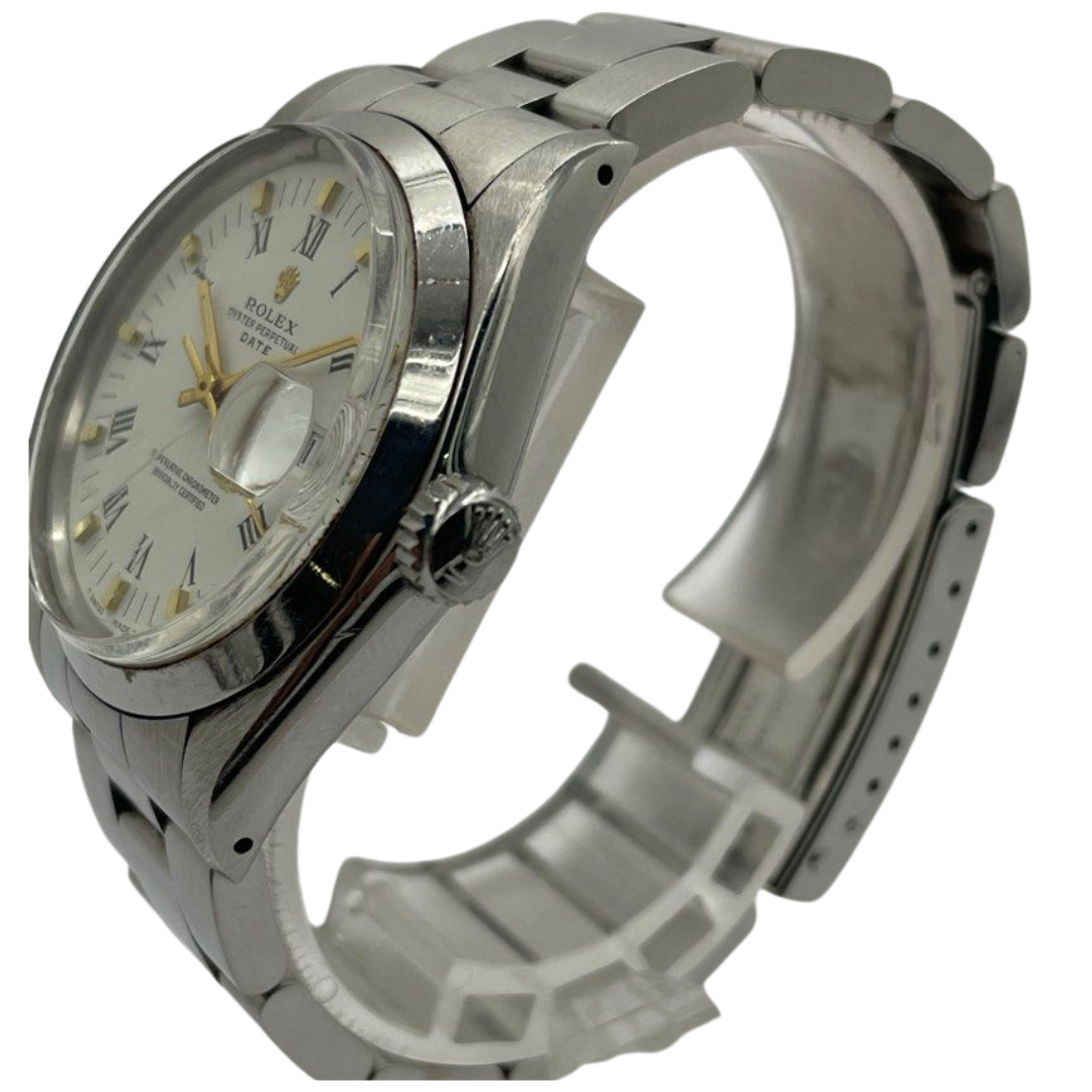 Rolex Oyster Perpetual Date 1500 34mm Automatic White Dial Watch