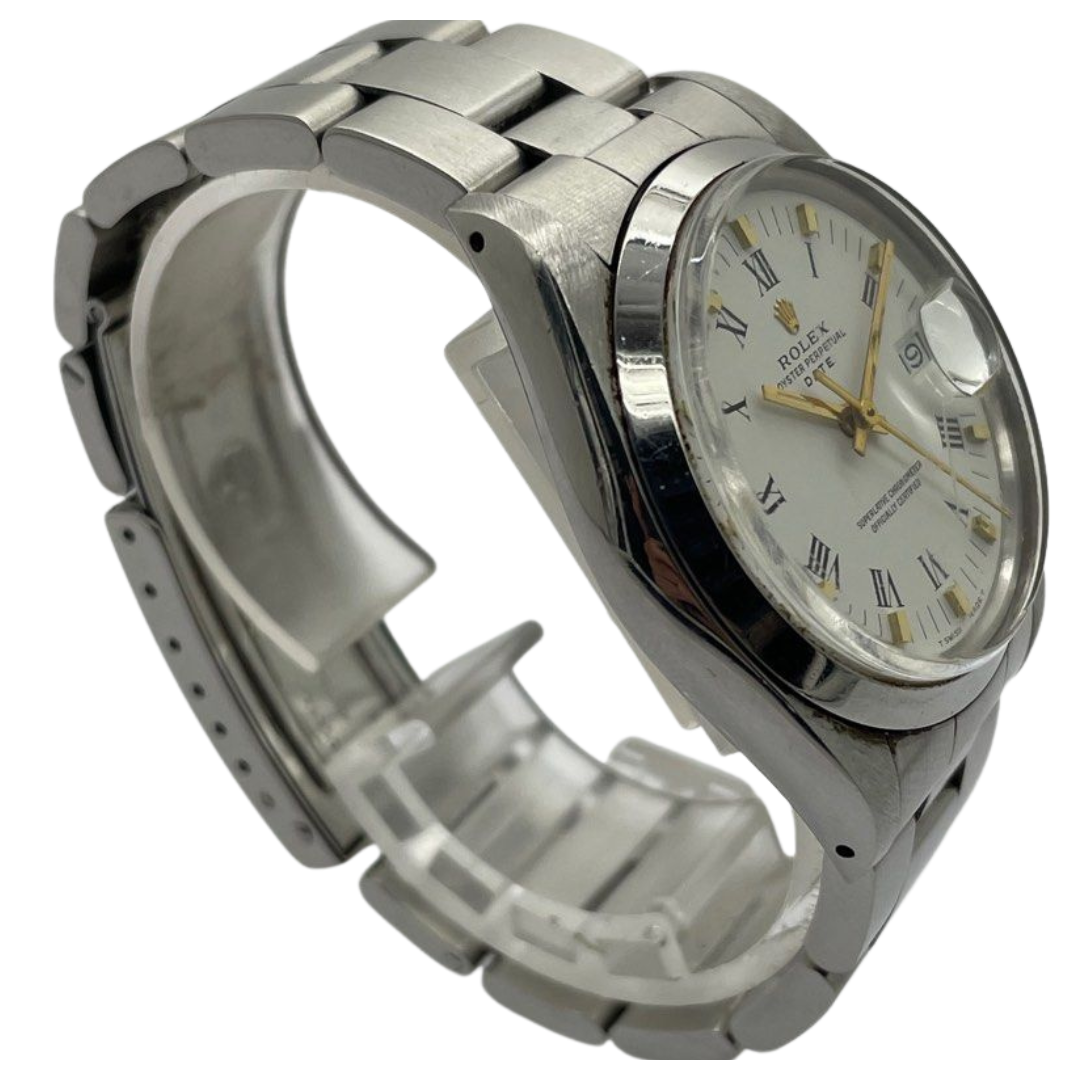 Rolex Oyster Perpetual Date 1500 34mm Automatic White Dial Watch