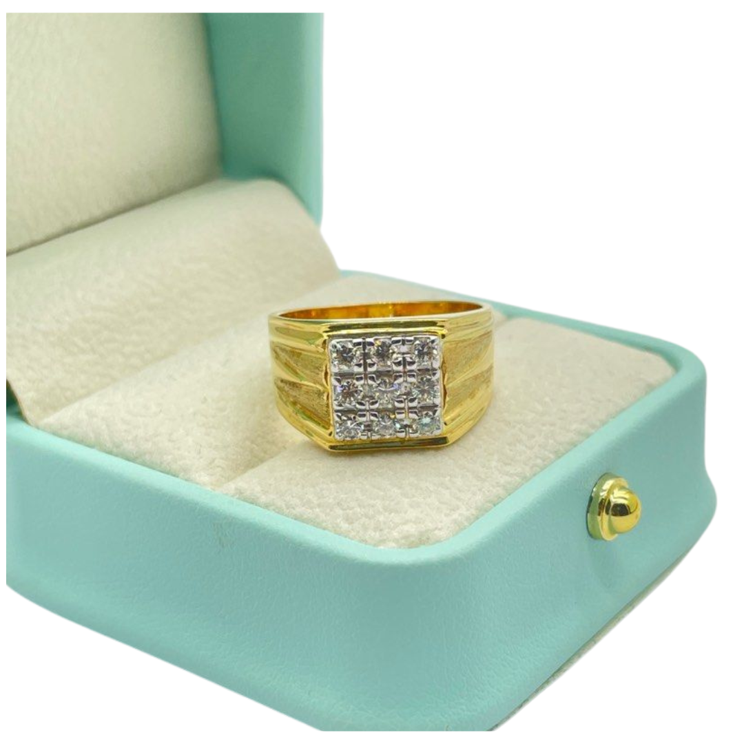 20K Yellow Gold Men’s Diamond Ring