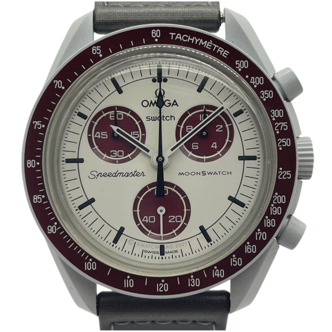 Omega X Swatch 42mm Quartz Chronograph Watch “Mission To Pluto”