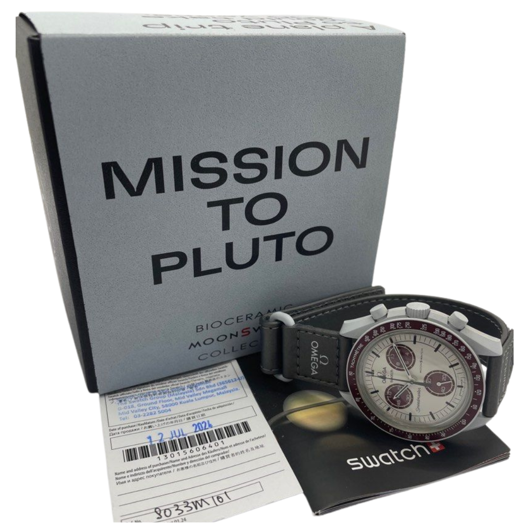 Omega X Swatch 42mm Quartz Chronograph Watch “Mission To Pluto”