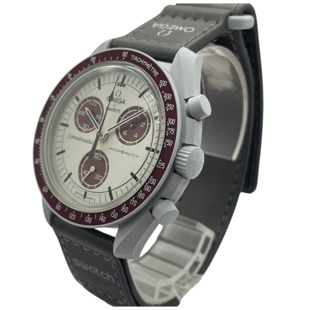 Omega X Swatch 42mm Quartz Chronograph Watch “Mission To Pluto”