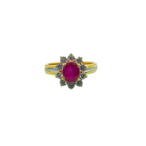 20K Yellow Gold Natural Ruby & Diamond Ring