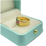 750 Yellow Gold Natural Ruby, Sapphire, Emerald, Diamond Ring