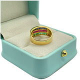 750 Yellow Gold Natural Ruby, Sapphire, Emerald, Diamond Ring