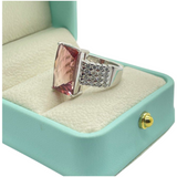 PT900 Pink Tourmaline & Diamond Ladies Ring
