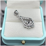 18K White Gold Black/White Diamond Pendant with Cert
