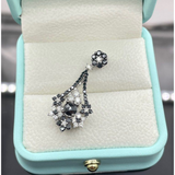 18K White Gold Black/White Diamond Pendant with Cert