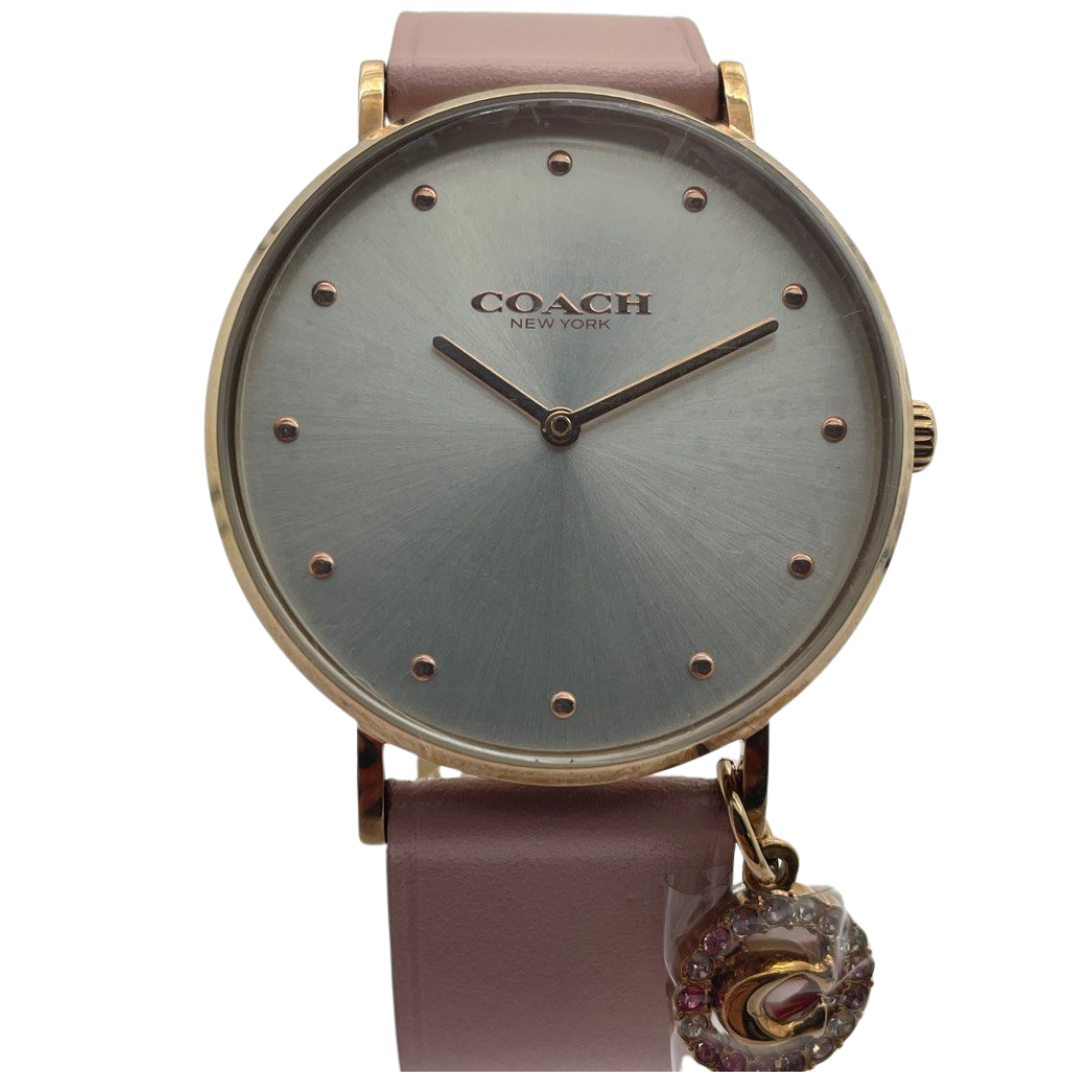 Coach Perry Pink Leather Silver Dial 36mm Quartz Watch