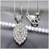 Pt850/Pt900 Natural Round Diamond Necklace W/Cert