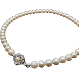 Natural White Pearl Necklace (8.1 - 8.4mm) W/Silver Clasp, L43cm W/Cert