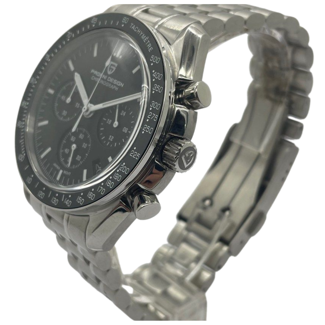 Pagani Design PD-1701 40mm Quartz Chronograph Black Dial Watch