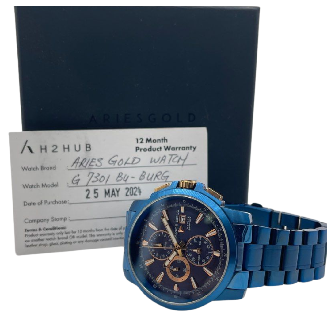 Aries Gold Inspire Contender 42.5mm Chronograph Quartz Blue Dial Watch