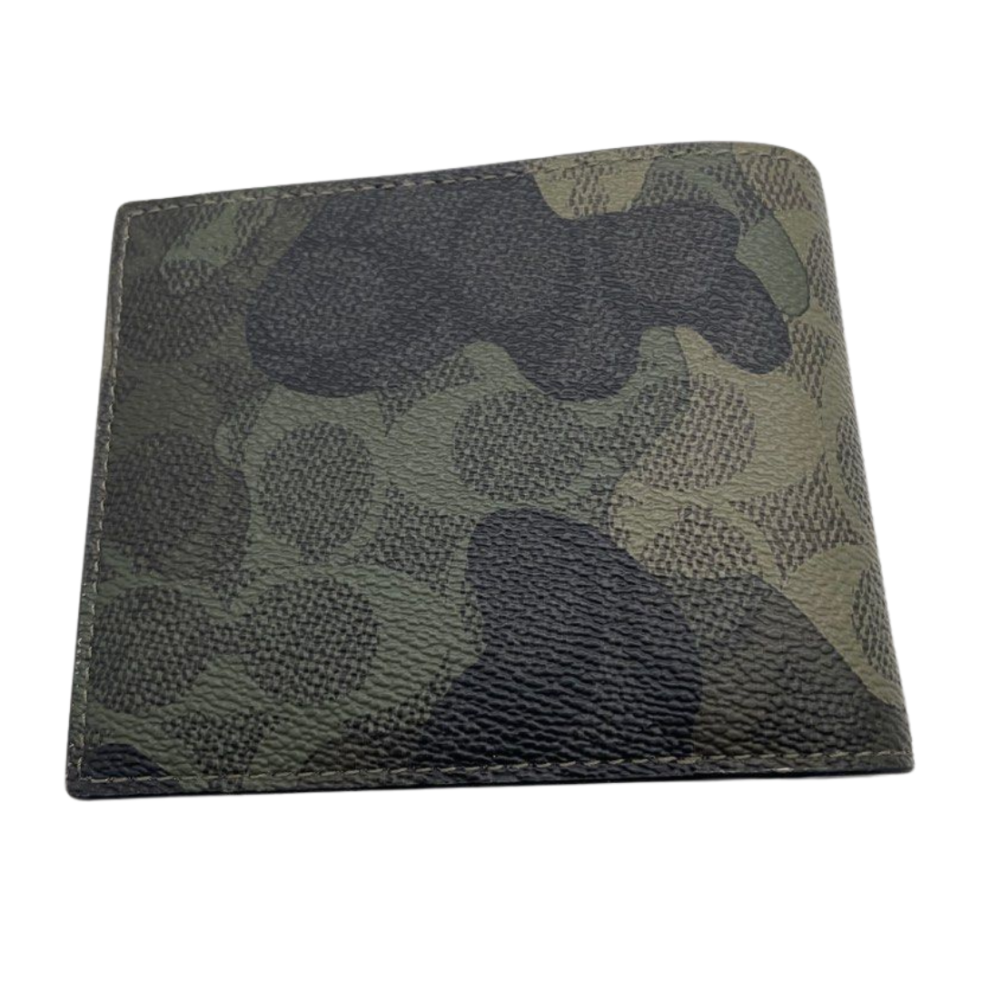 Coach Signature Green Camo Print Bi-fold Wallet