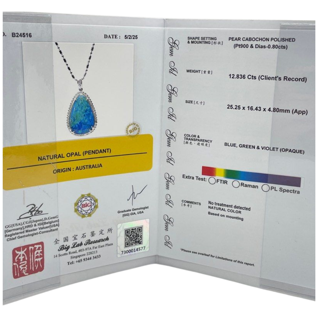 PT900/850 Natural Opal & Diamond Necklace