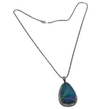 PT900/850 Natural Opal & Diamond Necklace